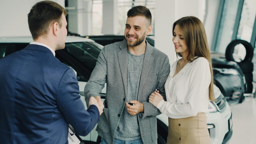 Korean used car marketplace offline dealer lot - inspecting a vehicle in person