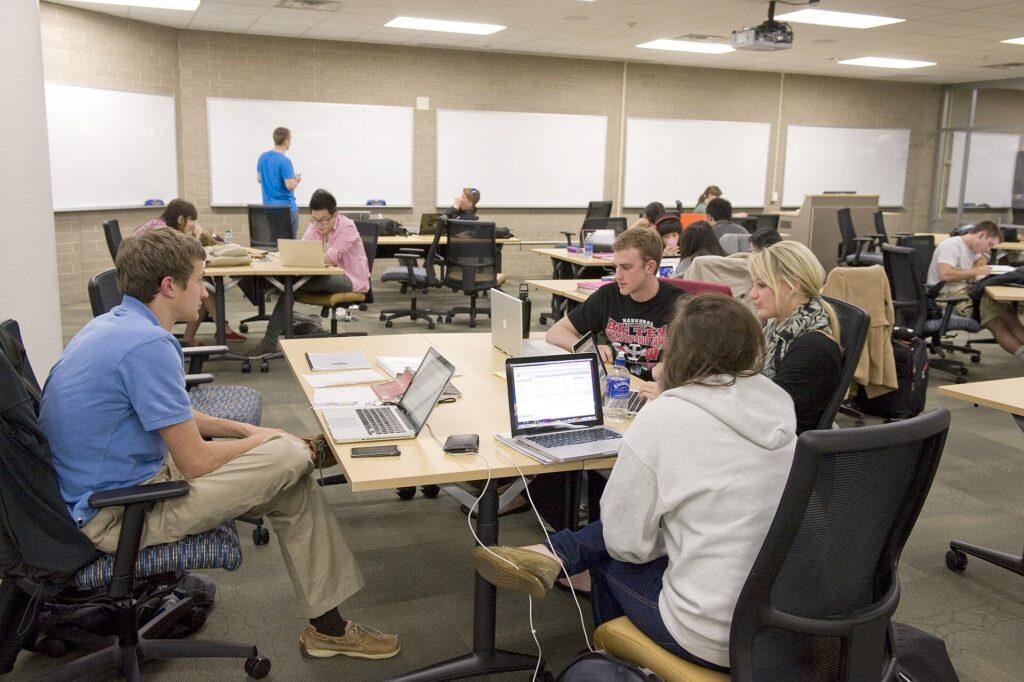 International student stress management — student community studying together