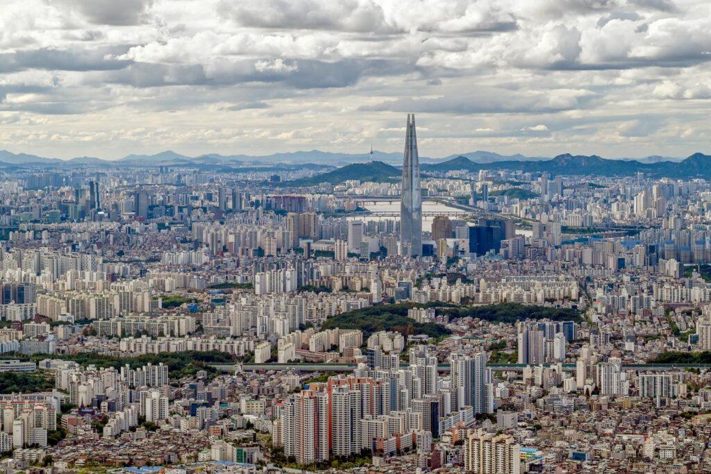 Jamsil family day trip course - aerial view of Jamsil Lotte World Tower