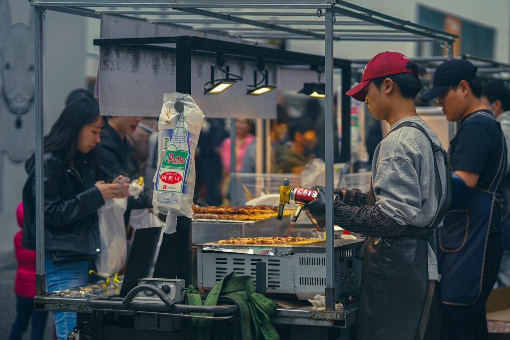 Jeonju night market stalls scene