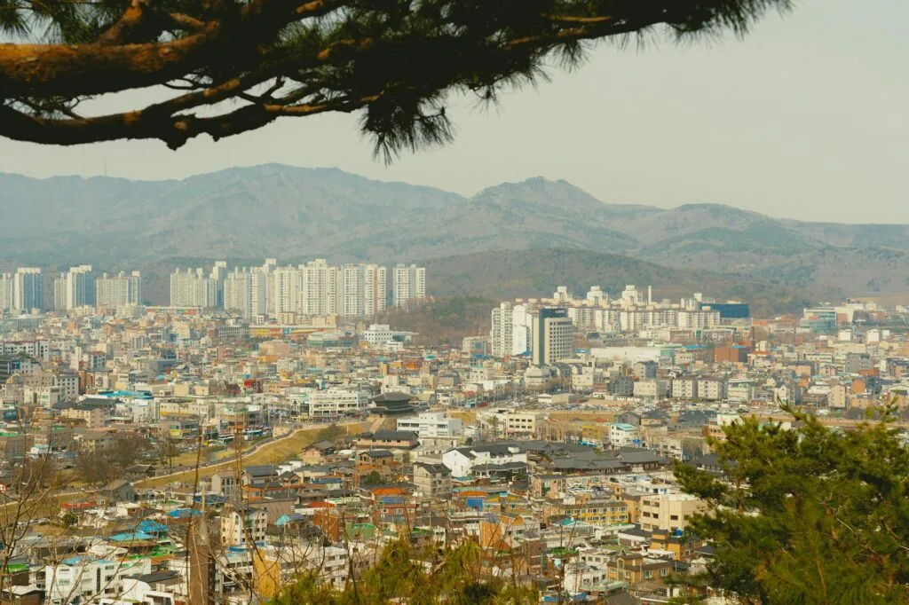 Gunsan local restaurant map — retro downtown view of Gunsan, South Korea.