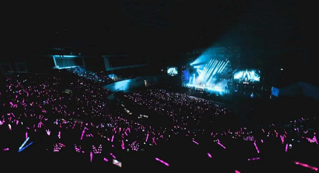 K-pop merchandise shopping lightsticks and fandom at concert venue