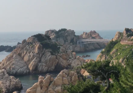 울산 대왕암공원 해안 절벽과 출렁다리